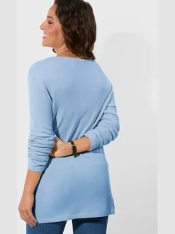 T-shirt à col rond en jacquard avec boutons fantaisie