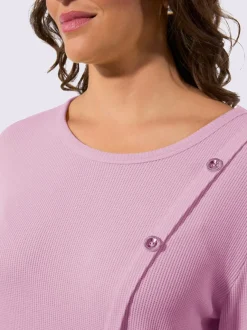 T-shirt à col rond en jacquard avec boutons fantaisie