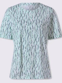 T-shirt à col rond et manches courtes avec motifs ondulés en coton bio