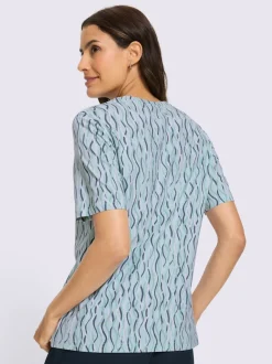 T-shirt à col rond et manches courtes avec motifs ondulés en coton bio