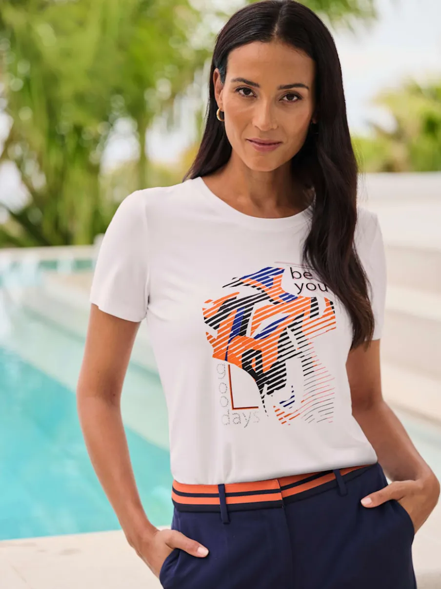 T-shirt à col rond manches courtes motif graphique fantaisie