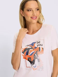 T-shirt à col rond manches courtes motif graphique fantaisie