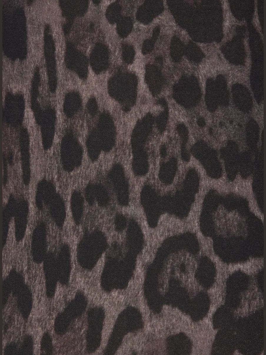 T-shirt à col roulé avec manches longues en viscose extensible léopard