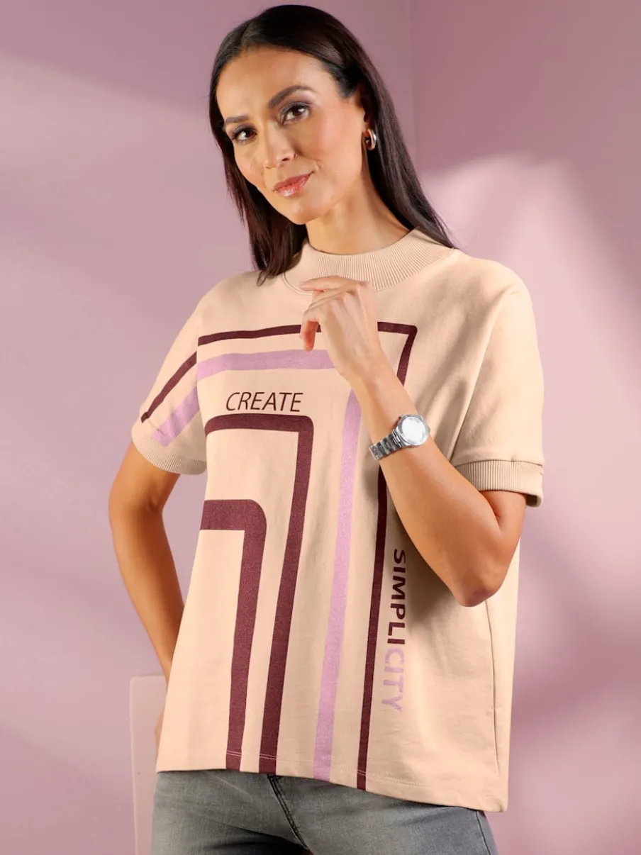 T-shirt à col roulé imprimé brillant tendance