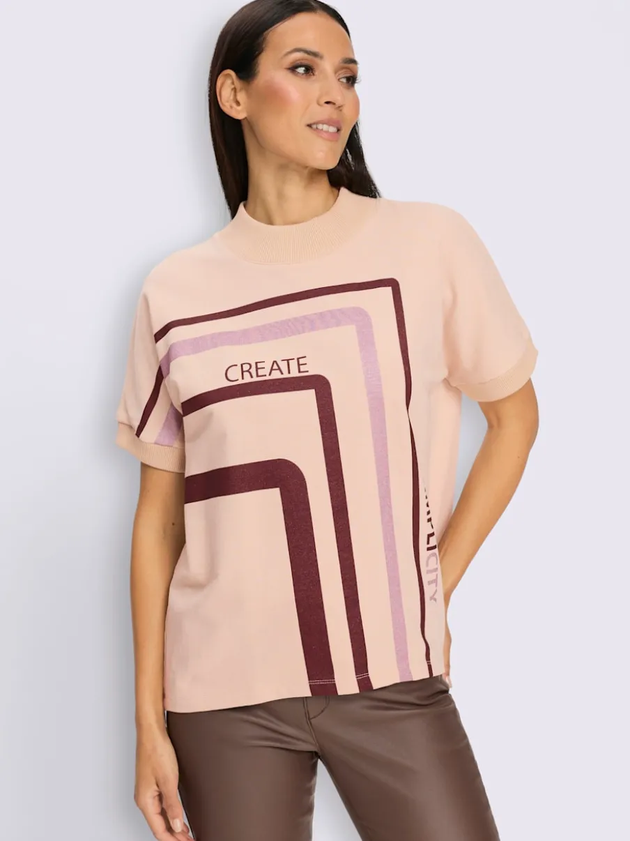 T-shirt à col roulé imprimé brillant tendance