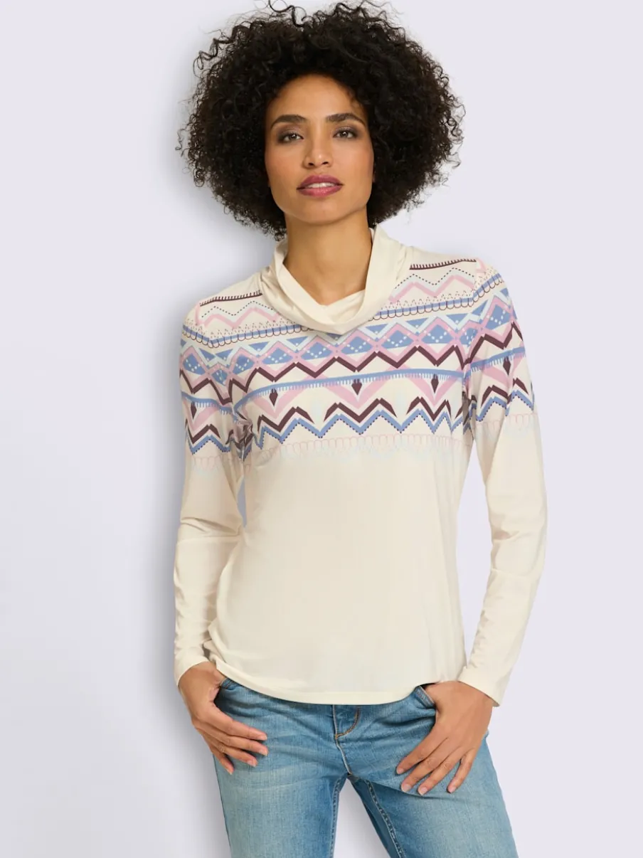 T-shirt à col roulé joli motif norvégien