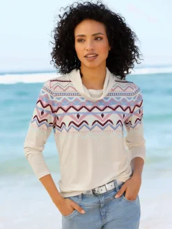 T-shirt à col roulé joli motif norvégien