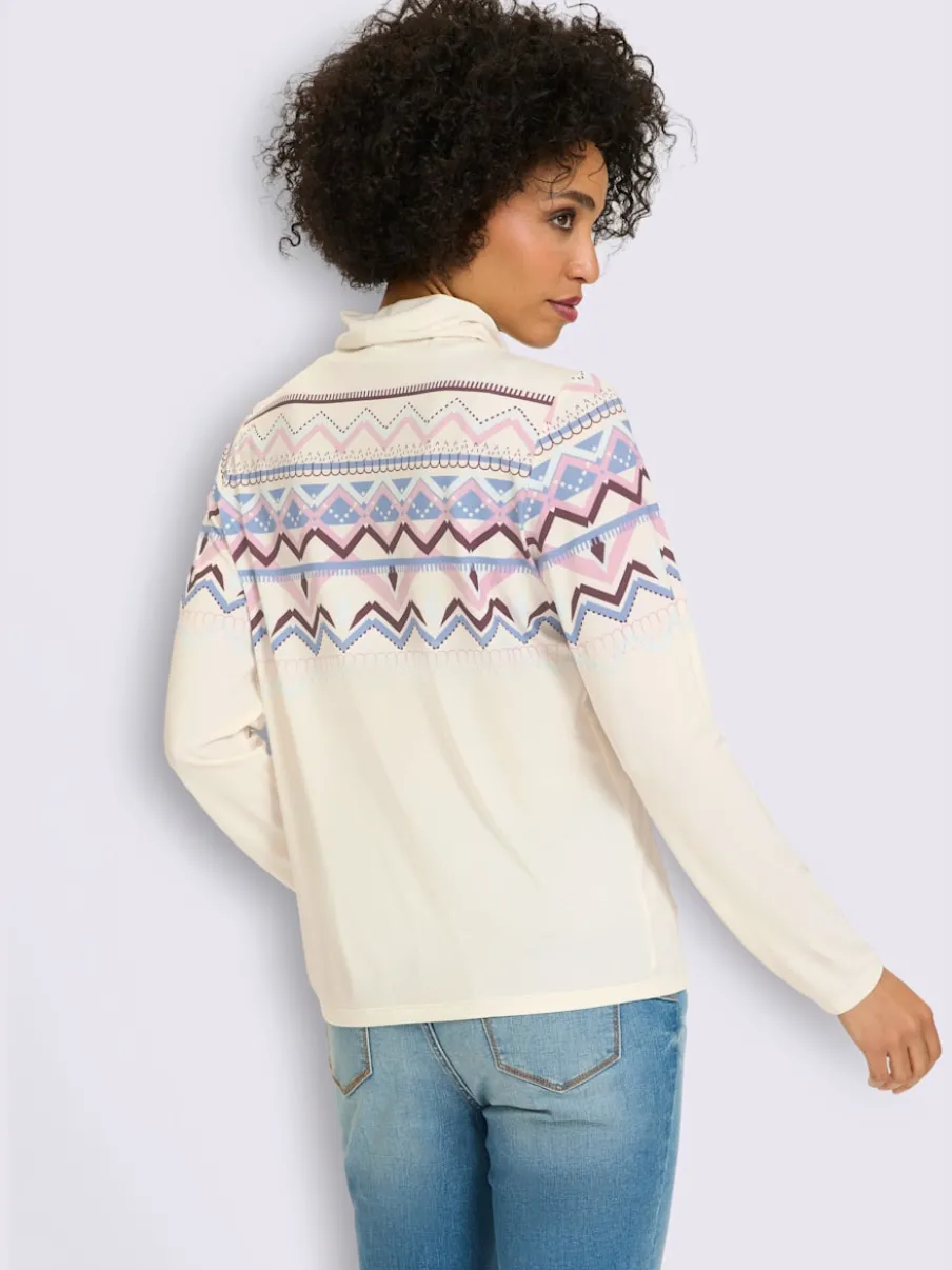 T-shirt à col roulé joli motif norvégien