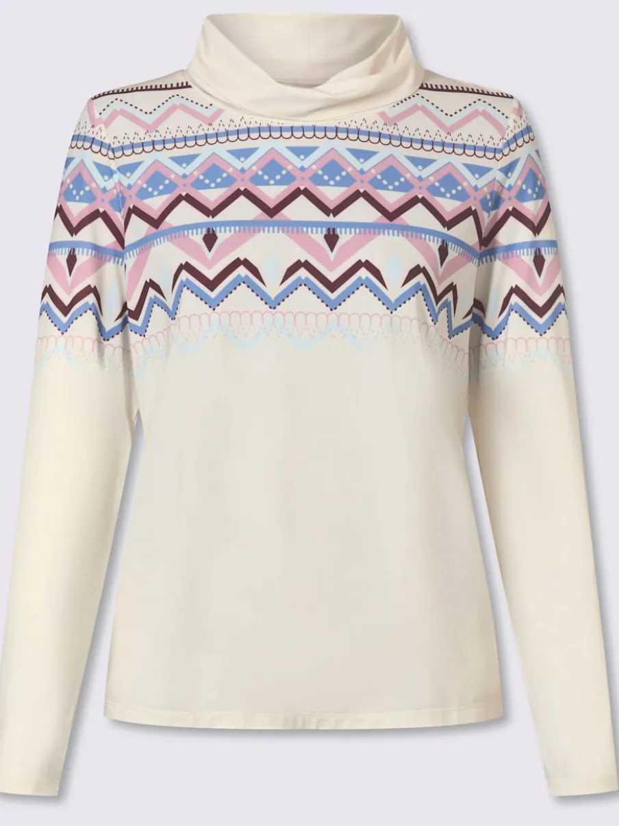 T-shirt à col roulé joli motif norvégien
