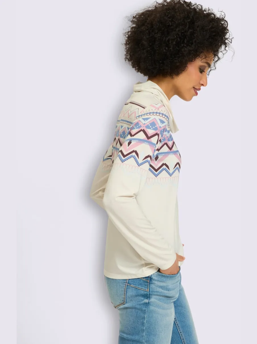 T-shirt à col roulé joli motif norvégien