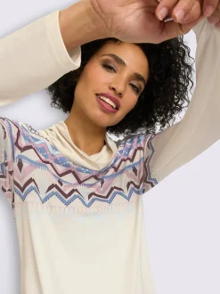 T-shirt à col roulé joli motif norvégien
