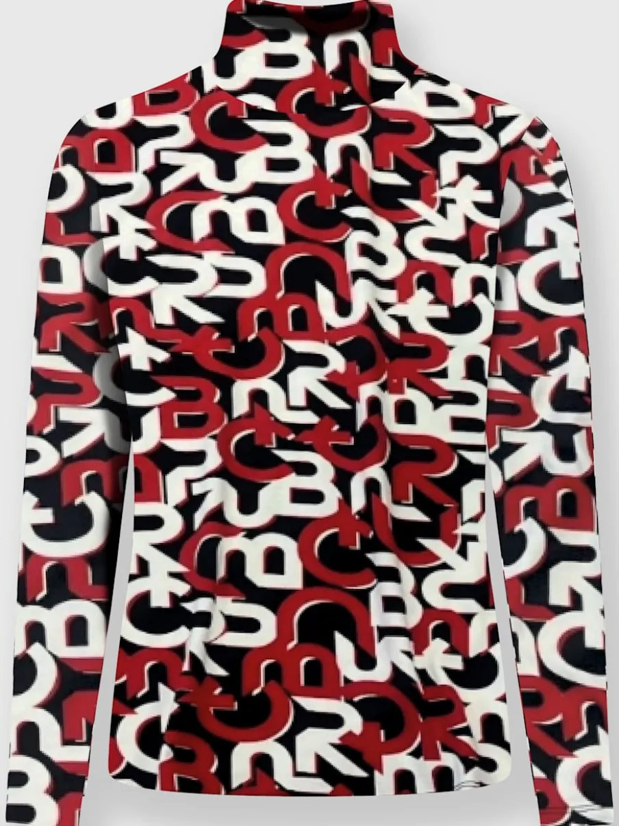 T-shirt à col roulé manches longues motif graphique doux