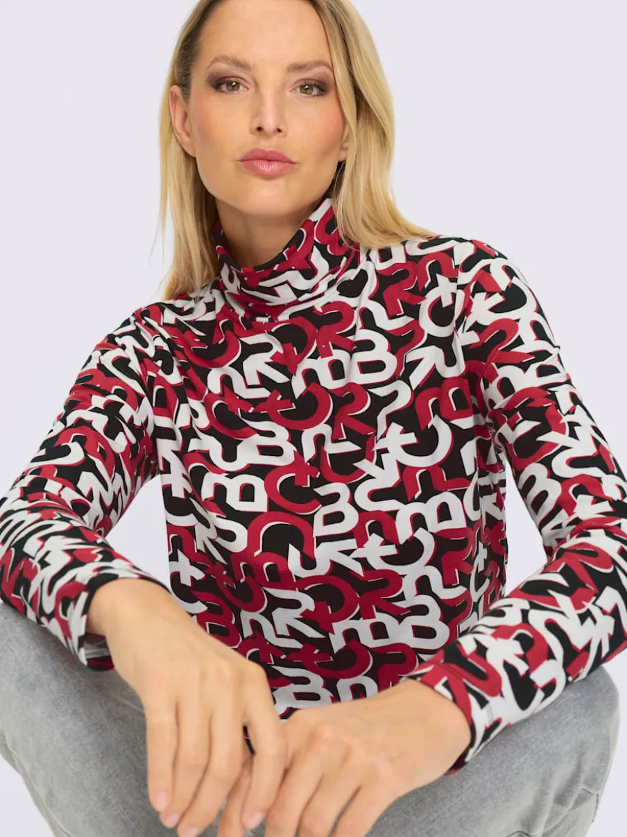T-shirt à col roulé manches longues motif graphique doux