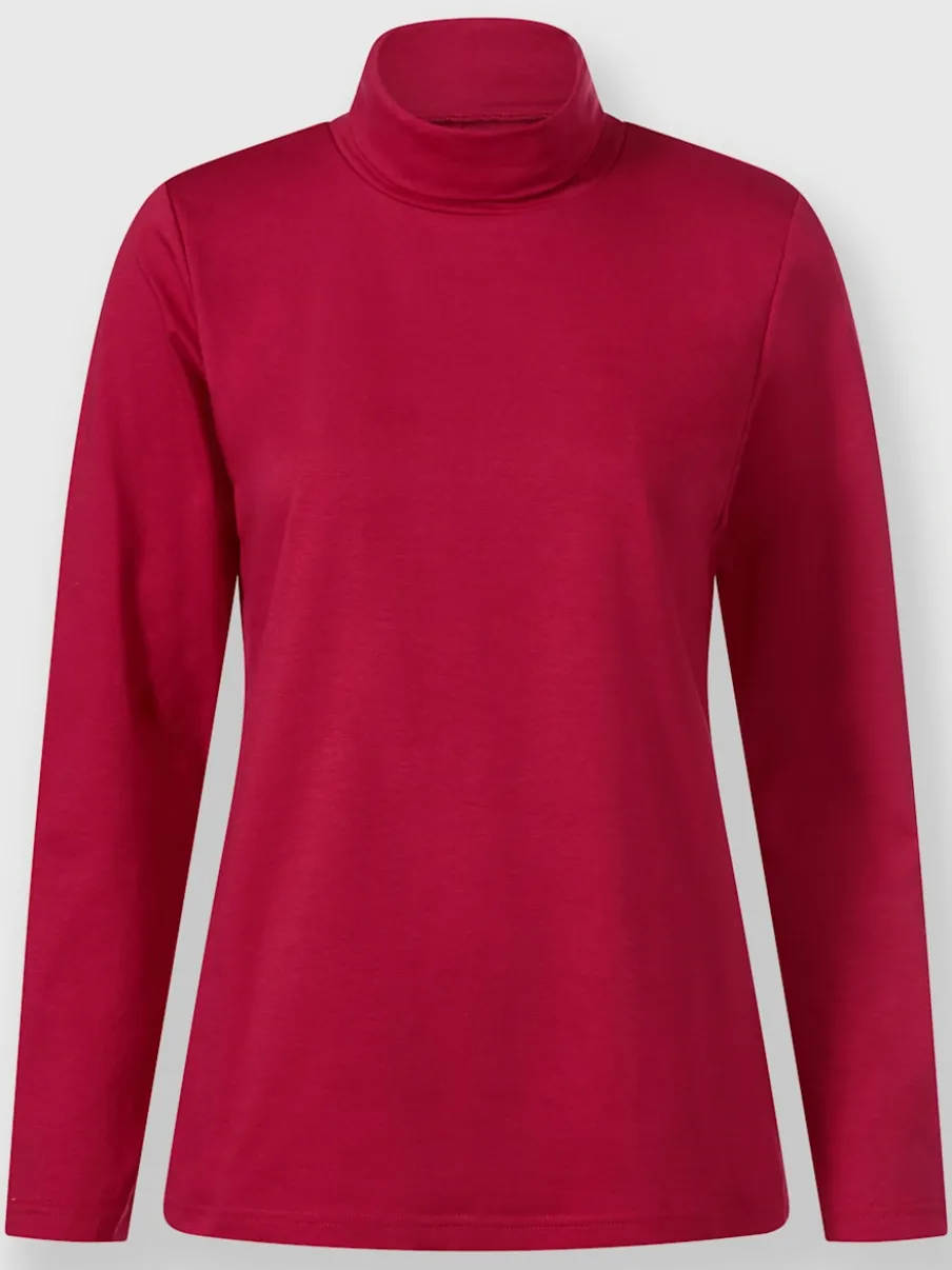 T-shirt à col roulé manches longues en coton doux