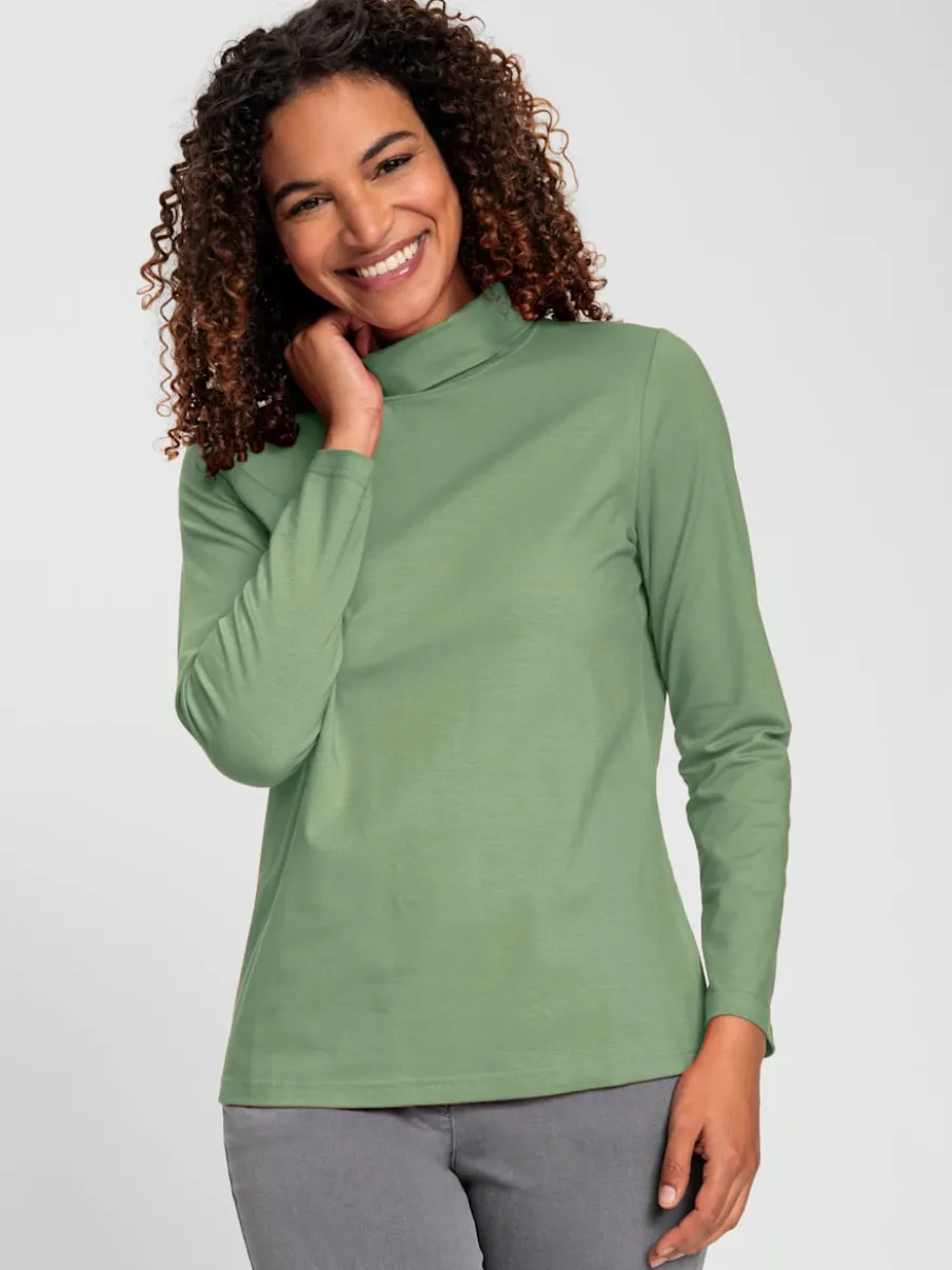 T-shirt à col roulé manches longues en coton doux