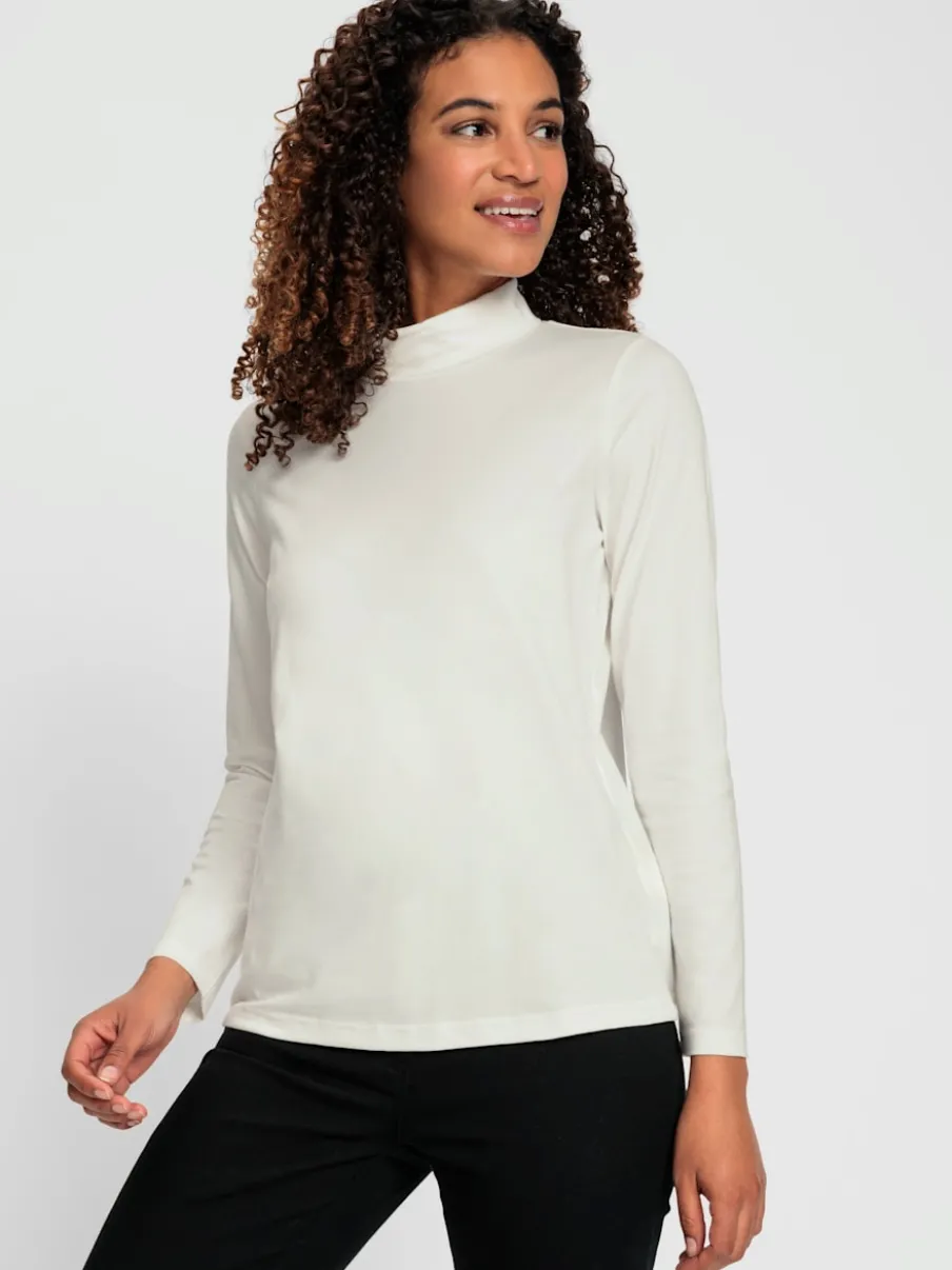T-shirt à col roulé manches longues en coton doux