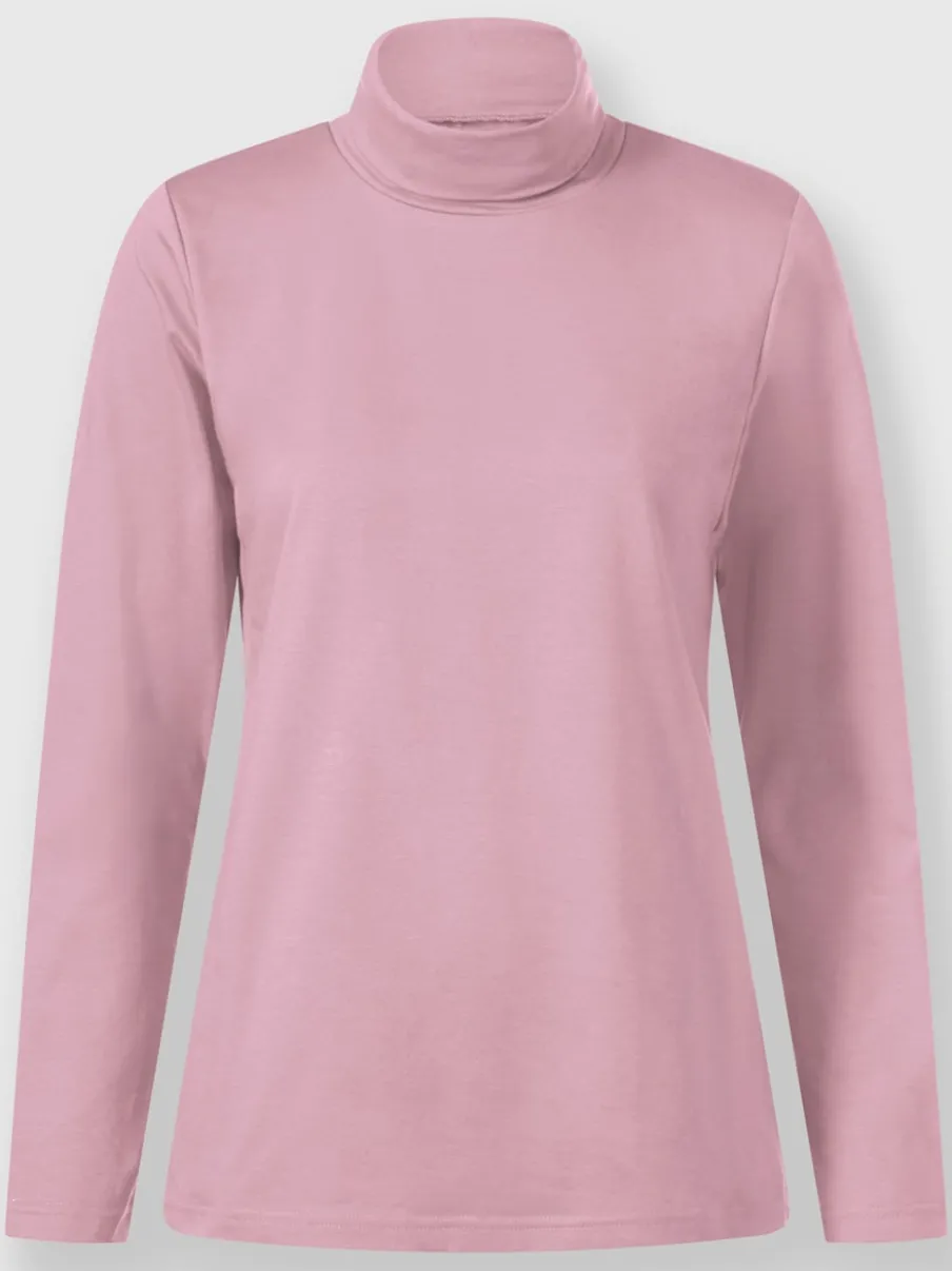 T-shirt à col roulé manches longues en coton doux