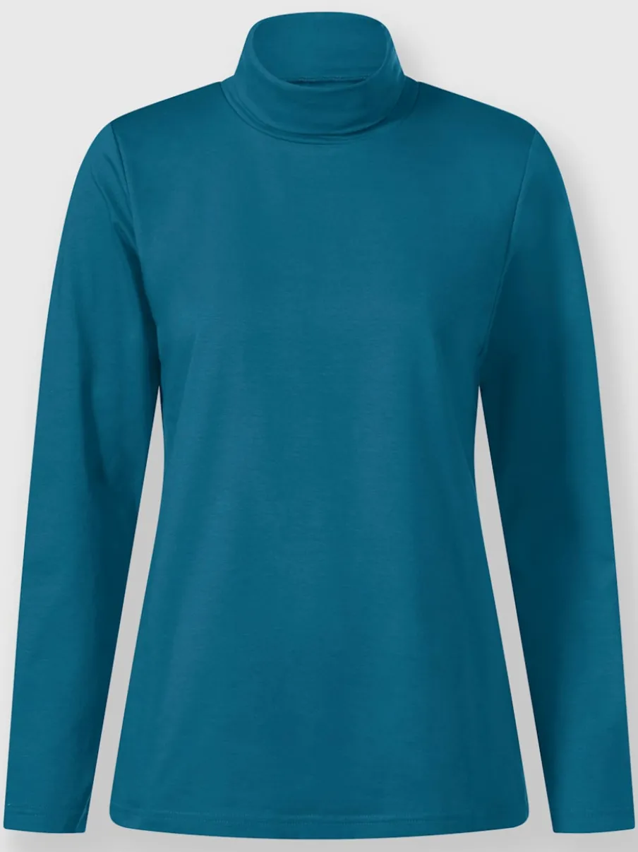 T-shirt à col roulé manches longues en coton doux