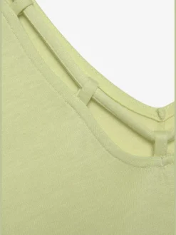 T-shirt col V avec cordons et encolure dégagée ornée de rubans