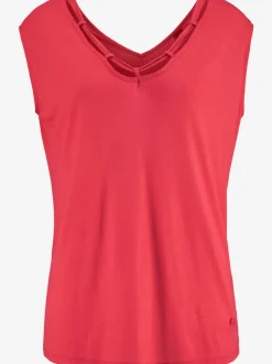 T-shirt col V avec cordons et encolure dégagée ornée de rubans