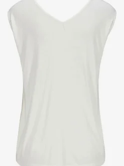 T-shirt col V avec cordons et encolure dégagée ornée de rubans