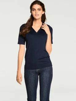 T-shirt à col V avec manches courtes et coupe cintrée