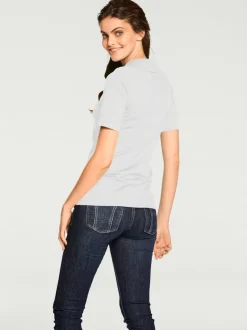 T-shirt à col V avec manches courtes et coupe cintrée