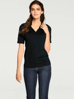 T-shirt à col V avec manches courtes et coupe cintrée