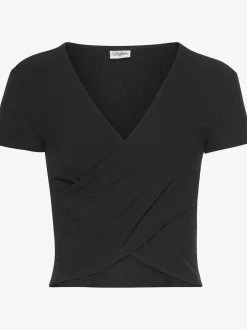 T-shirt court à encolure en V et manches courtes