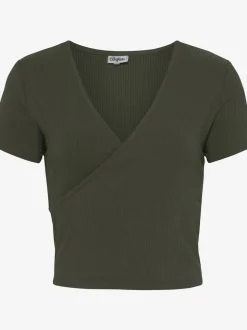 T-shirt court à encolure en V et manches courtes
