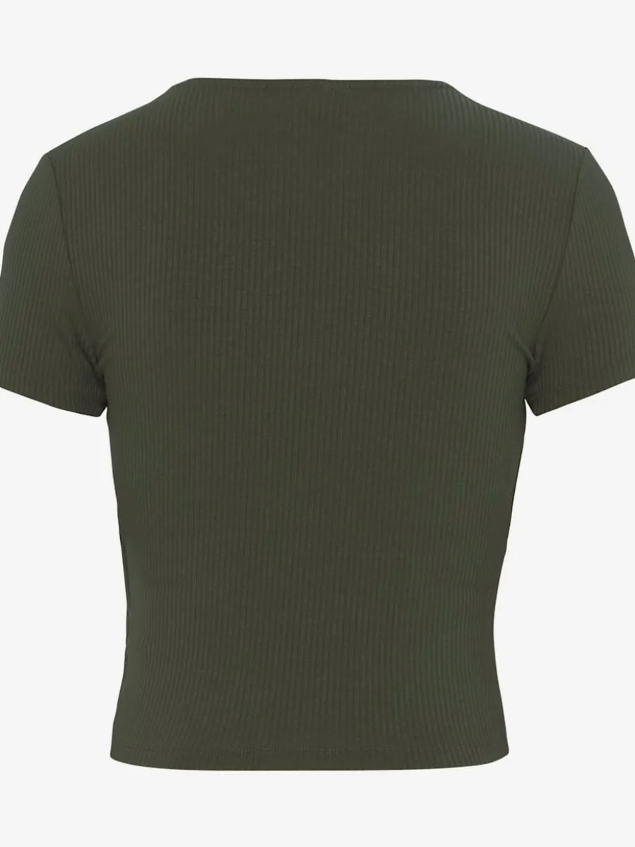 T-shirt court à encolure en V et manches courtes