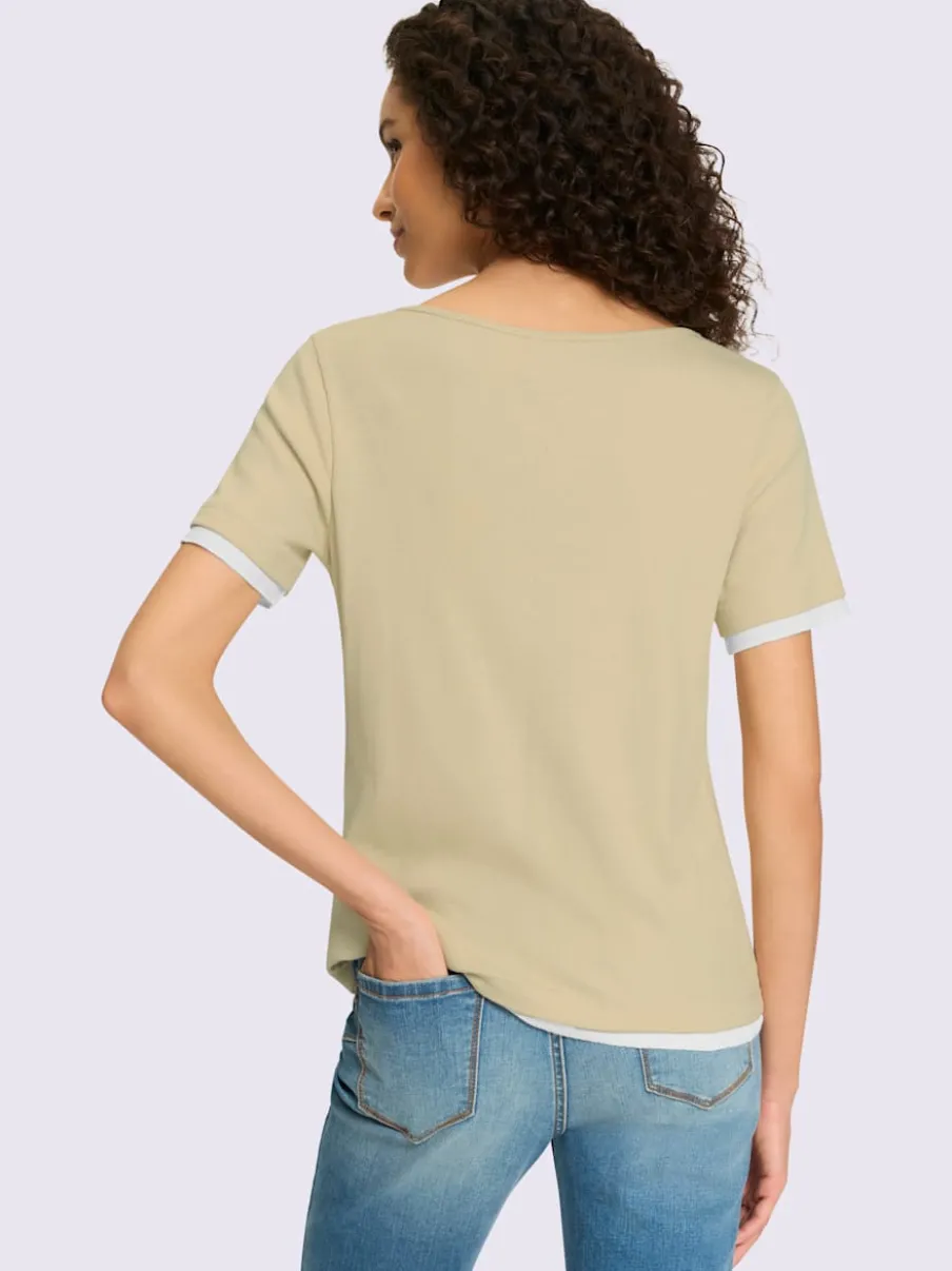 T-shirt côtelé à col rond et manches courtes