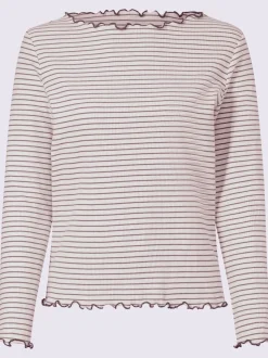 T-shirt côtelé motif à rayures tendance