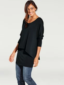 T-shirt décontracté encolure ronde manches chauve-souris fluide