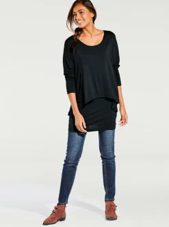 T-shirt décontracté encolure ronde manches chauve-souris fluide