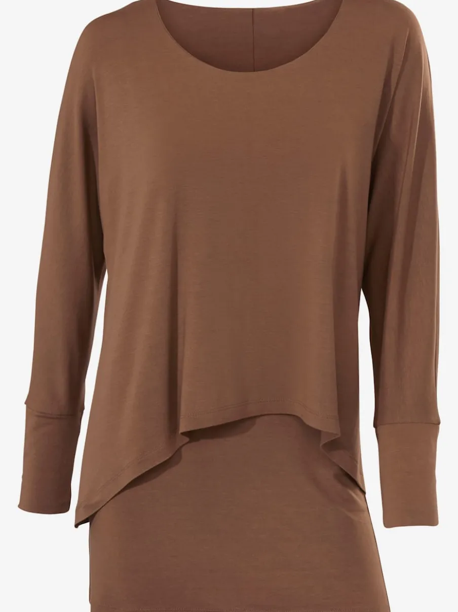 T-shirt décontracté encolure ronde manches chauve-souris fluide