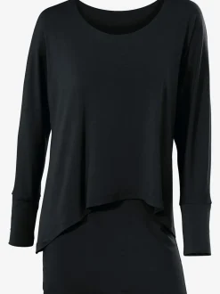 T-shirt décontracté encolure ronde manches chauve-souris fluide