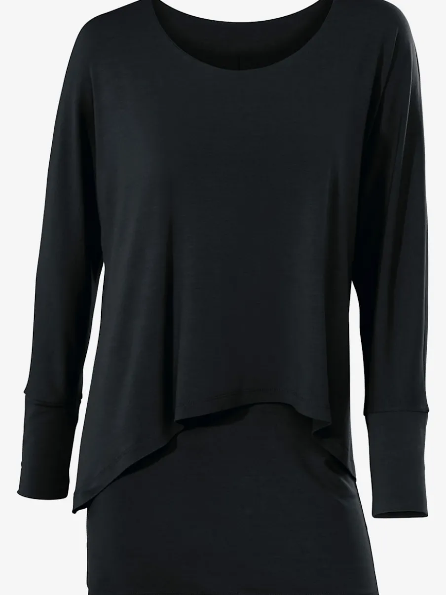 T-shirt décontracté encolure ronde manches chauve-souris fluide