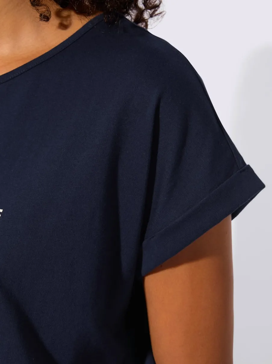 T-shirt décontracté en pur coton avec encolure ronde et motif graphique