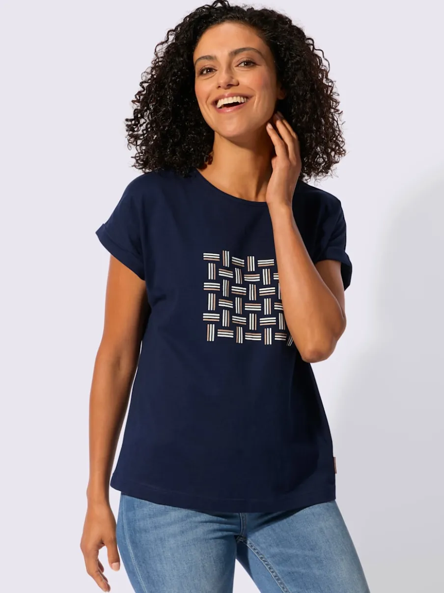 T-shirt décontracté en pur coton avec encolure ronde et motif graphique