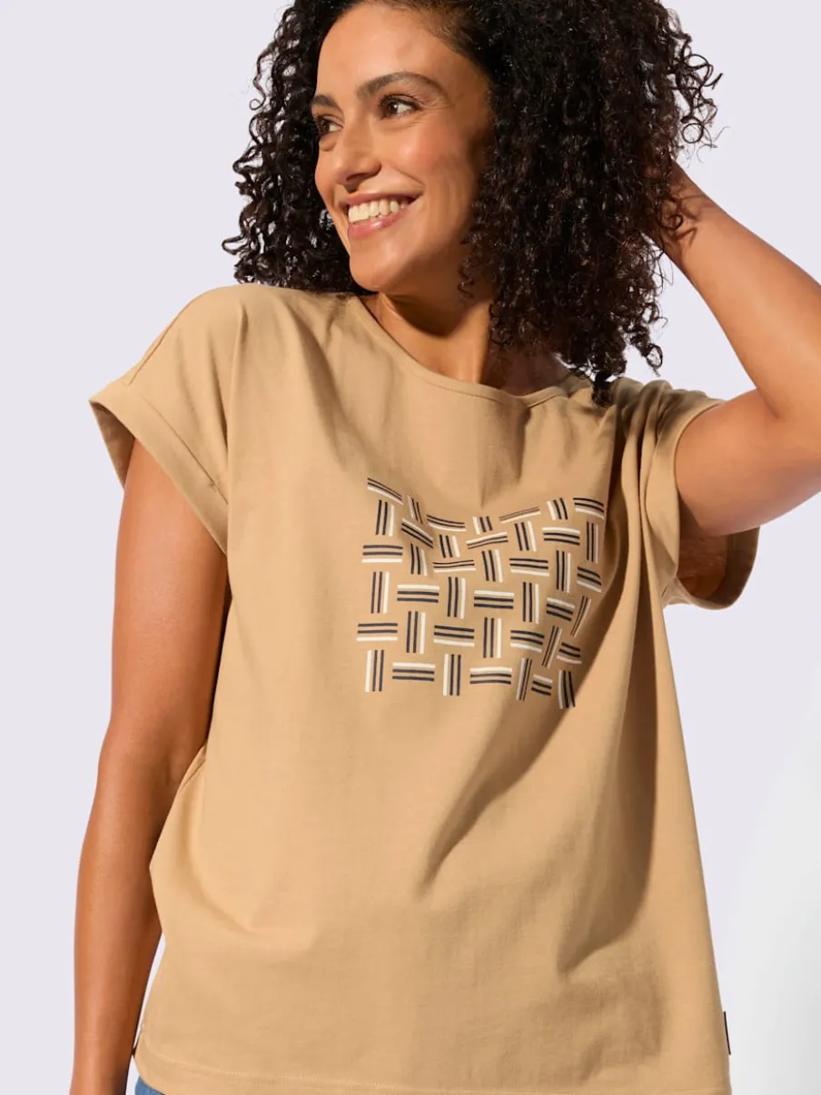T-shirt décontracté en pur coton avec encolure ronde et motif graphique