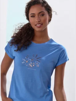 T-shirt décontracté à imprimé brillant avec manches courtes