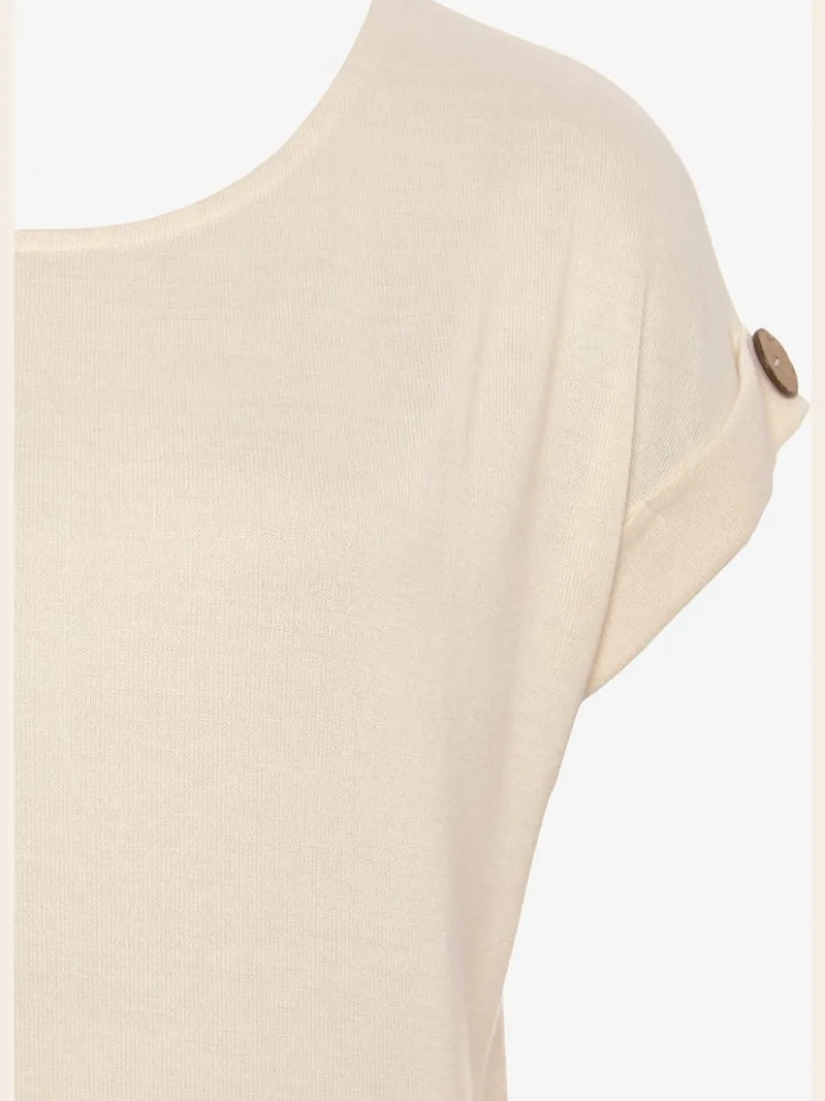 T-shirt décontracté à manches courtes avec bouton décoratif