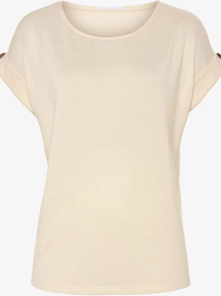 T-shirt décontracté à manches courtes avec bouton décoratif