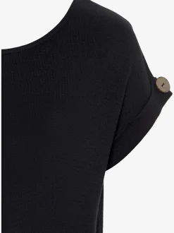T-shirt décontracté à manches courtes avec bouton décoratif