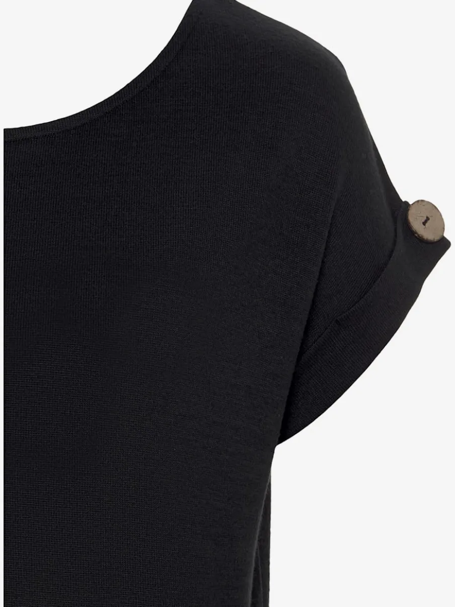 T-shirt décontracté à manches courtes avec bouton décoratif
