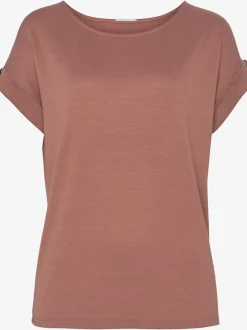 T-shirt décontracté à manches courtes avec bouton décoratif