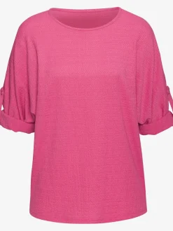 T-shirt décontracté à manches longues et ourlet arrondi