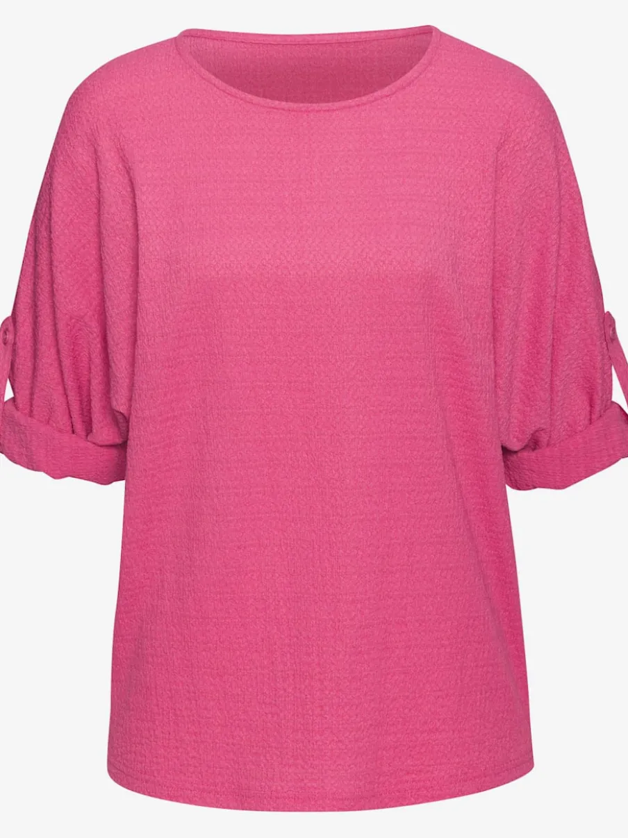 T-shirt décontracté à manches longues et ourlet arrondi