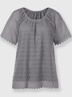 T-shirt à dentelle avec doublure et manches raglan